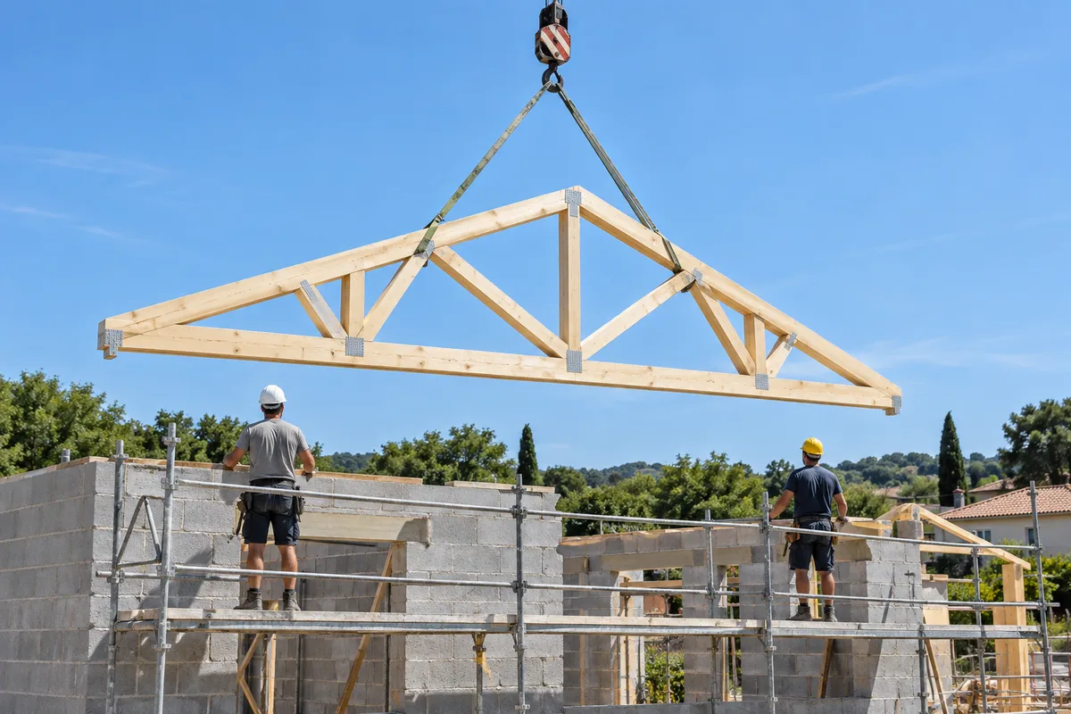 Lever une charpente : grue, camion-grue ou location